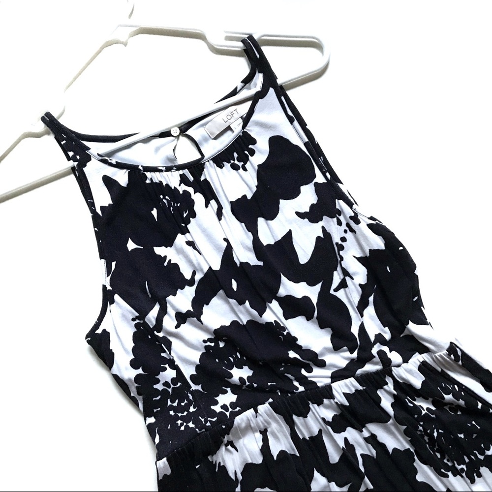 Loft Floral Midi Dress Navy Small - Picture 2 of 4